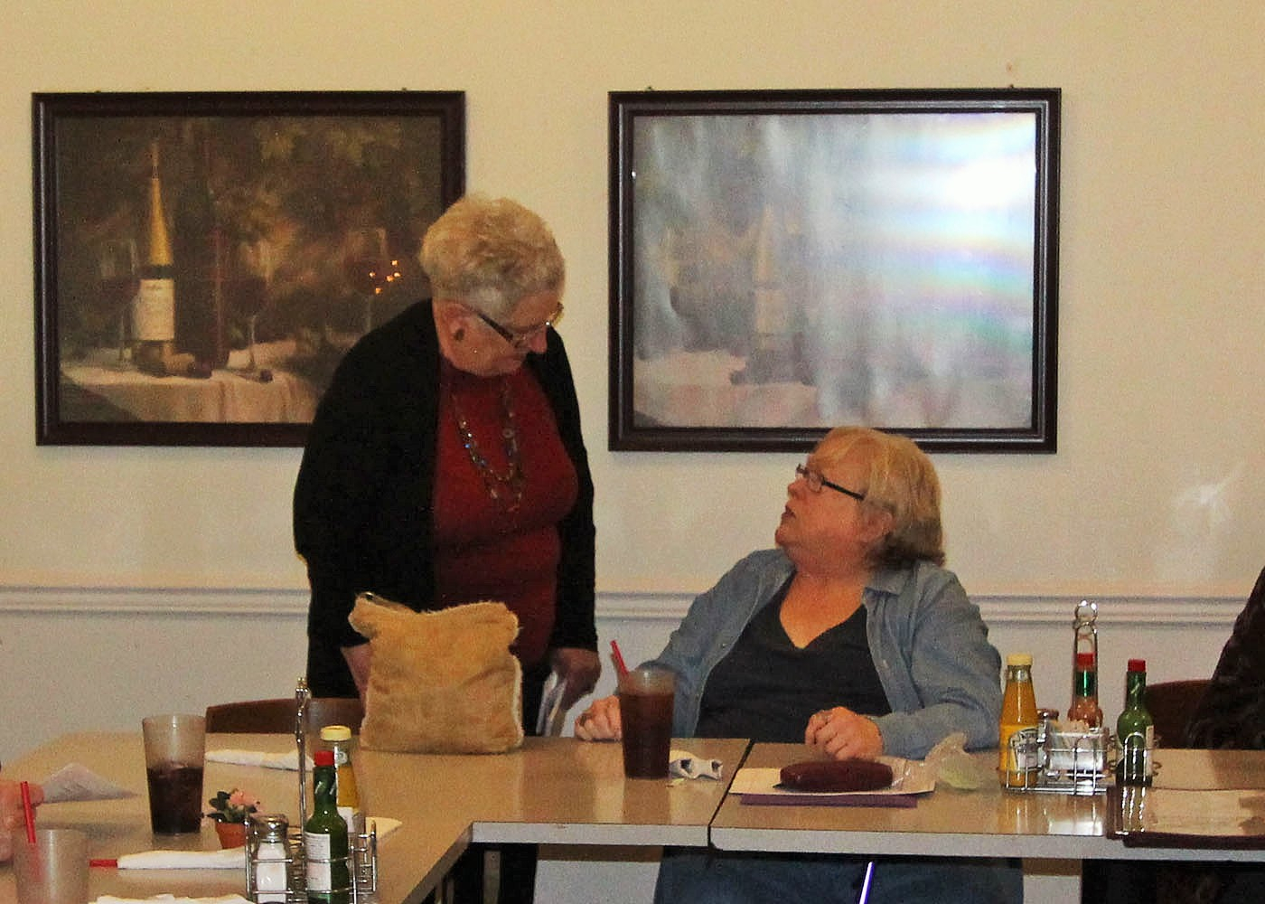 3/1 Reunion Committee Meeting - Sherry Kent Myers and Diane Kneeland -picture by Terry Roberts Mills