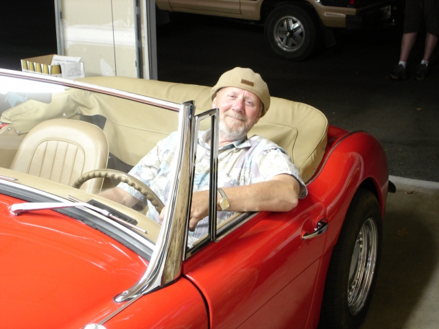 Jimmy Brown in his baby, a replicar Austin Healy